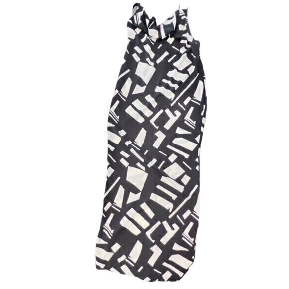 Pretty Little Thing Cowl Neck Maxi Dress Backless Geometric Black White Size 10 - Picture 6 of 12